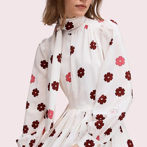 KATE SPADE NY Floral Kiss Tie In French Cream  NEW - Picture 3 of 8